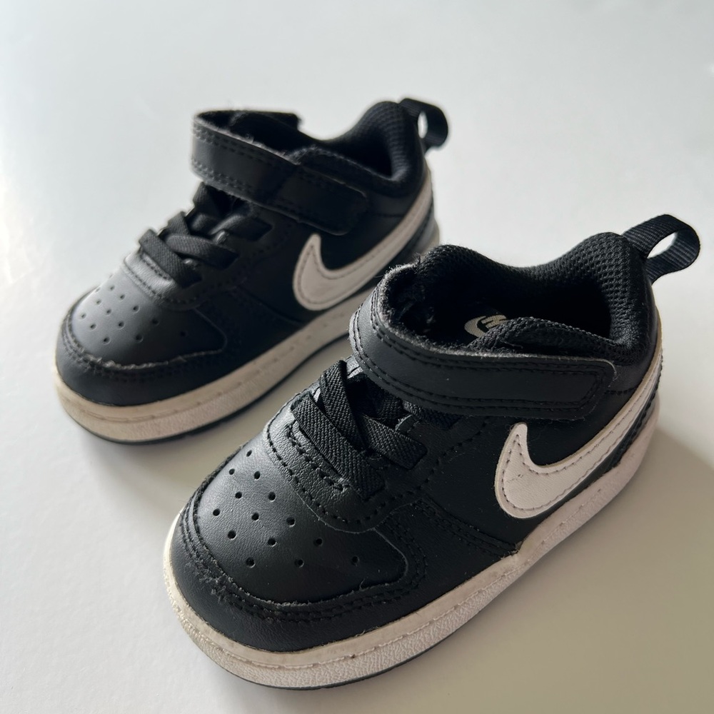 Nike Kids All Day Play Black Sneakers with White Swoosh
